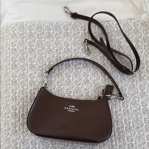 Coach Chocolate Brown Teri Patent Leather Shoulder Bag